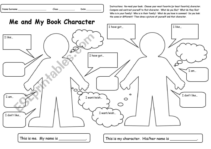 Interactive tool for understanding characters in a book report assignment Worksheet featuring book characters for third graders learning about fractions