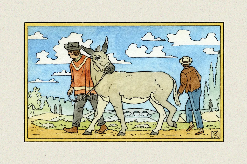 Worksheet for enhancing reading and fraction skills with a classic fable theme A third-grade worksheet featuring the Aesop fable "The Man, the Boy, and the Donkey" focused on fractions