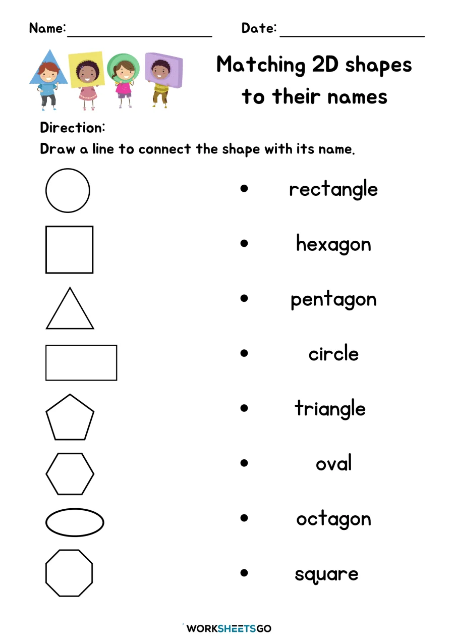 Visual reference guide for identifying and naming basic geometric shapes with characteristic features Third grade geometry glossary showing shape names and their defining attributes like sides and angles