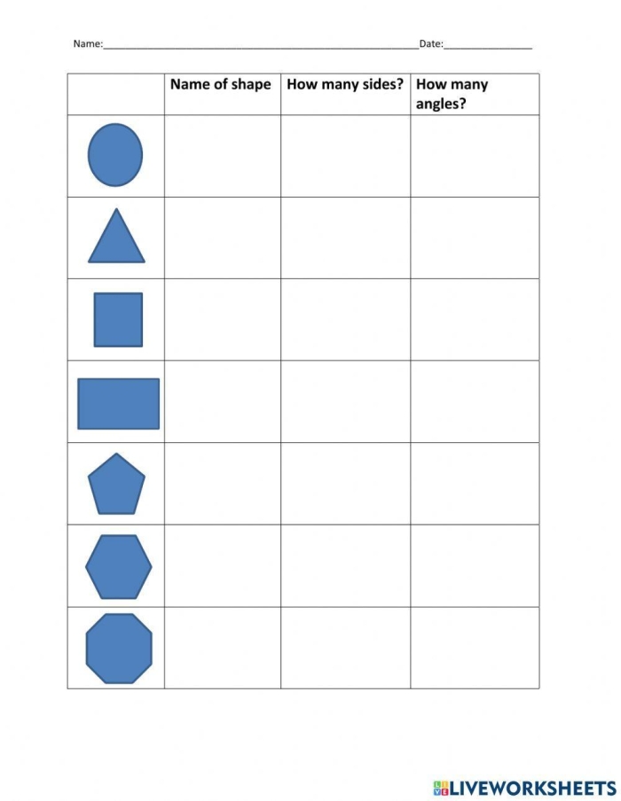Naming Shapes and their Attributes reference guide for elementary geometry instruction Third grade geometry glossary showing shape names and their attributes with visual examples for English language learners