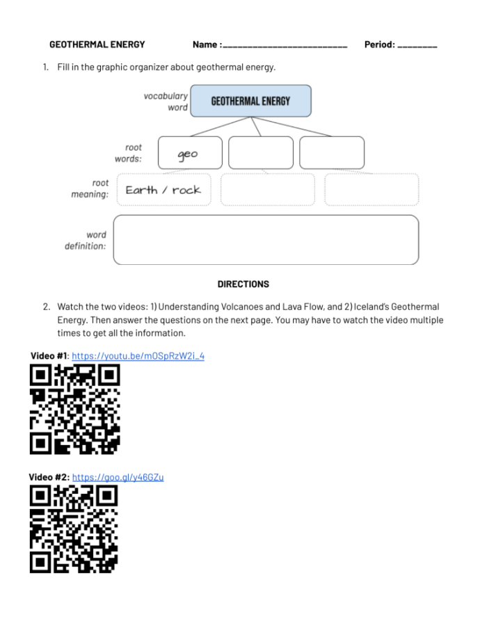 Third grade Chinese worksheet explaining geothermal energy and its uses