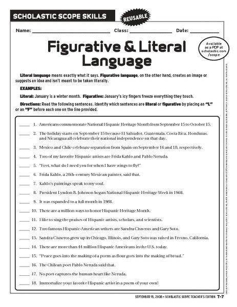 Worksheet 14 for teaching compound sentences using idioms and context clues in fractions category Third grade worksheet focused on literal and nonliteral language with idioms and sentence frames