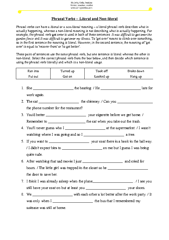Worksheet 18 on understanding idioms and writing compound sentences in fractions context Third grade worksheet on literal and nonliteral language with idioms and sentence frames