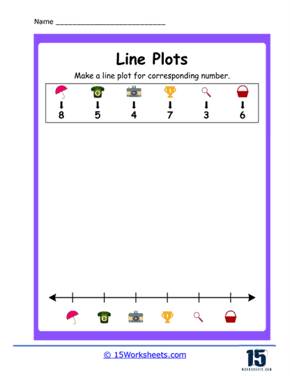 Third grade students working on creating problem questions using a line plot in a geometry worksheet