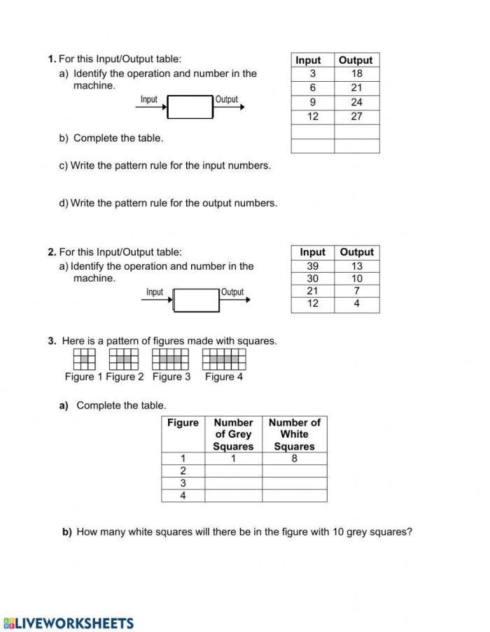 Input output math worksheet for third graders focusing on addition and logical thinking 18 Third grade addition input output math worksheet with puzzles to discover the rule