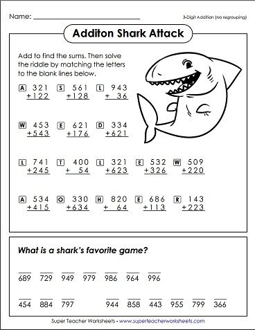 Engaging math and spelling puzzle worksheet titled Solve the Equation for third graders, image 23 Third grade addition worksheet with math riddles and brain teasers for solving equations