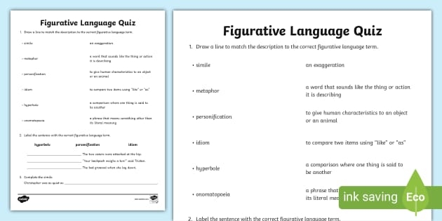 Making Sense of Figurative Language 3 activity for reading skills development Third Grade students practicing metaphor inference on a worksheet