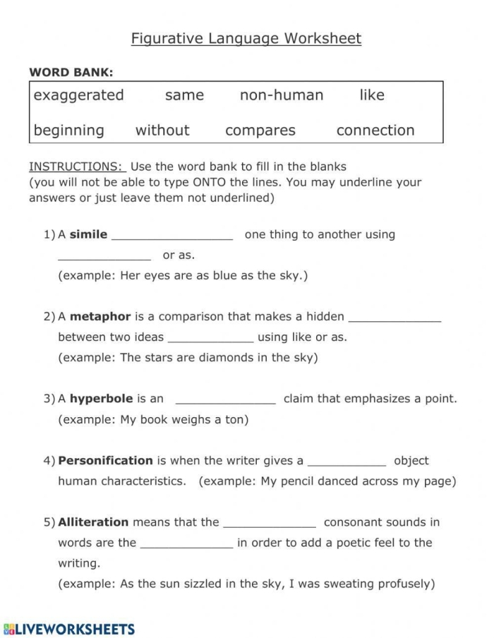 Figurative Language 3 worksheet for third graders focusing on metaphor inference skills, image 23 Third grade students working on Making Sense of Figurative Language 3 worksheet to understand metaphors