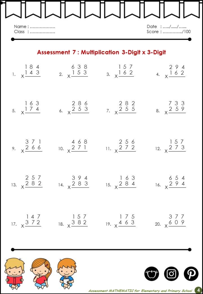 Engaging multiplication practice worksheet designed for third graders in phonics category Third Grade phonics-themed Simple Multiplication worksheet with playful illustrations