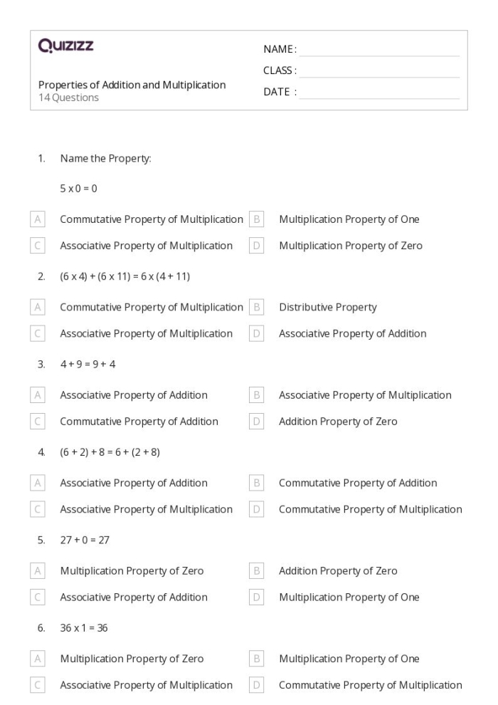 Worksheet for practicing multiplication using the associative property for third graders