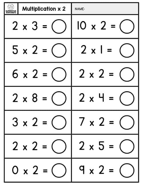 Engaging multiplication practice worksheet for third graders with fun graphics Third grade phonics worksheet featuring simple multiplication with playful illustrations