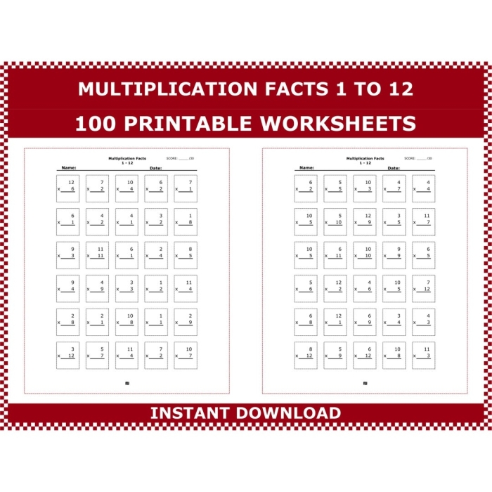 Multiplication Facts Check-In worksheet for third graders focusing on geometry concepts and fact fluency Third Grade Geometry worksheet showing multiplication facts check-in for factors up to 10