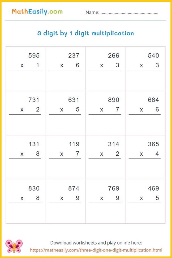 Third grade student working on the Intro to Multiplication three methods worksheet