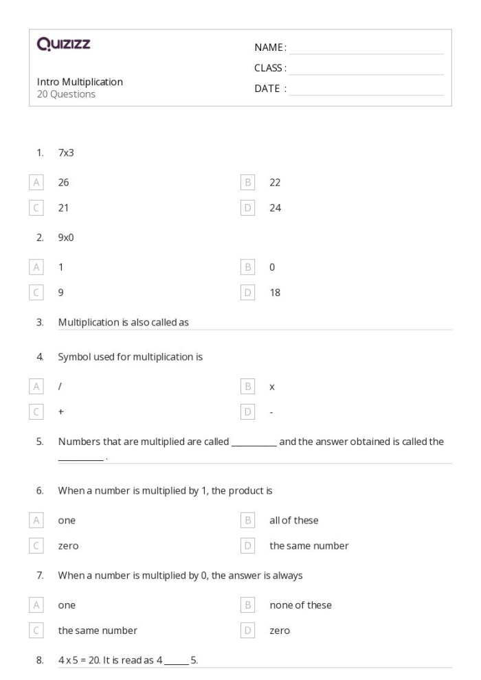 Third Grade Life Science worksheet showing three methods of multiplication for better understanding