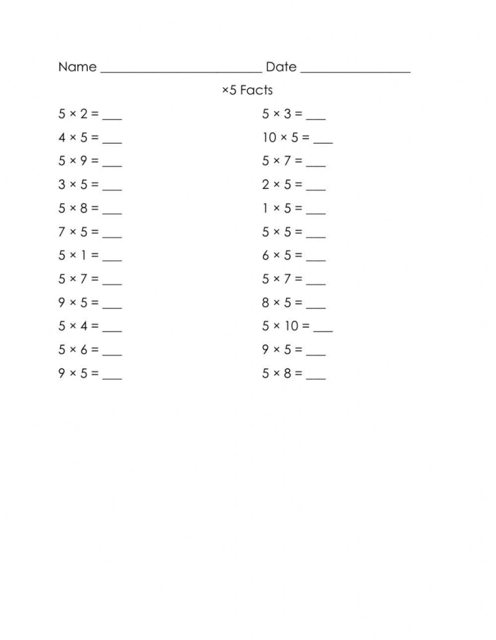 Practice worksheet for multiplying by five strategies, image 24 Third grade multiplication worksheet focused on multiplying by 5
