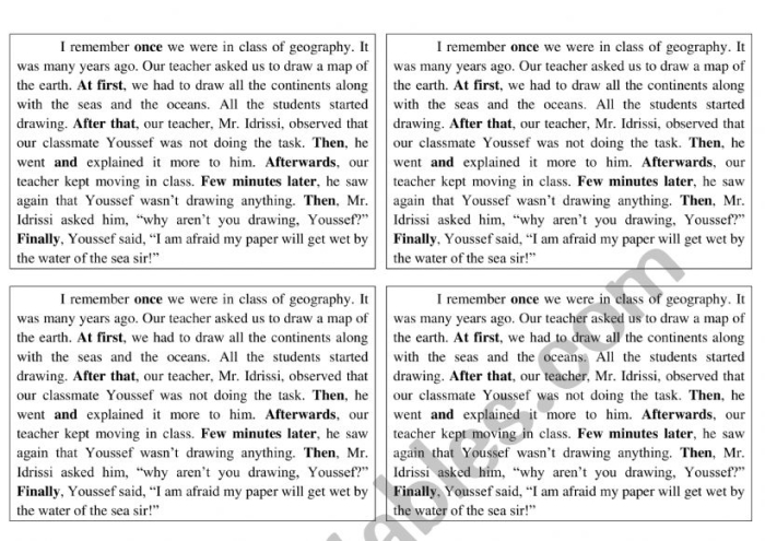Third grade students practicing paragraph breaks on a narrative worksheet