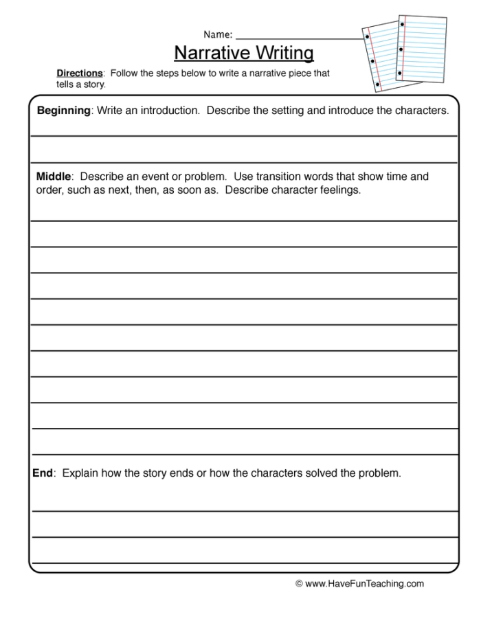 Third grade students practicing paragraph breaks on a narrative worksheet for data and graphing