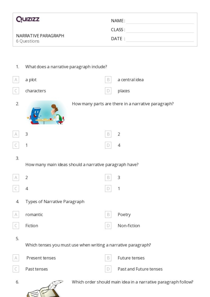Third grade students practicing paragraph breaks in a narrative with worksheet 19