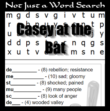 Interactive reading comprehension worksheet for third graders on the poem "Casey at the Bat Worksheet featuring questions on "Casey at the Bat" to enhance reading comprehension