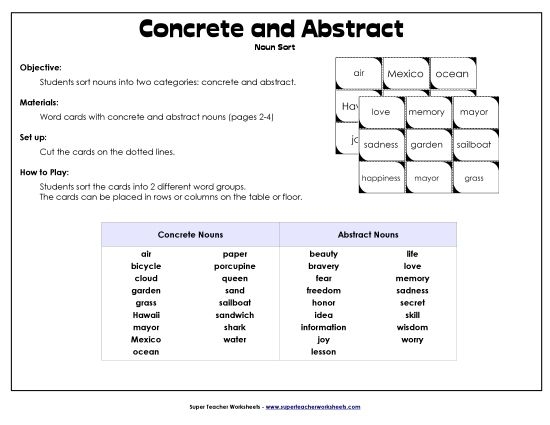 Engaging sorting activity to identify concrete and abstract nouns in a geometry-themed worksheet for third graders Third Grade students completing a Sort Abstract and Concrete Nouns worksheet focused on geometry concepts