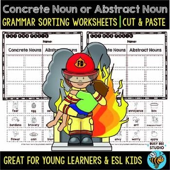 Geometry noun sorting worksheet for third graders practicing concrete and abstract noun identification Third Grade students completing a Sort Abstract and Concrete Nouns worksheet focused on geometry terms