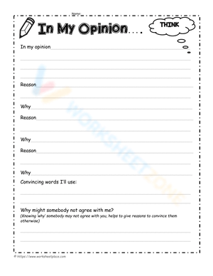 Third grade Opinion Writing Check-In worksheet for assessing student responses