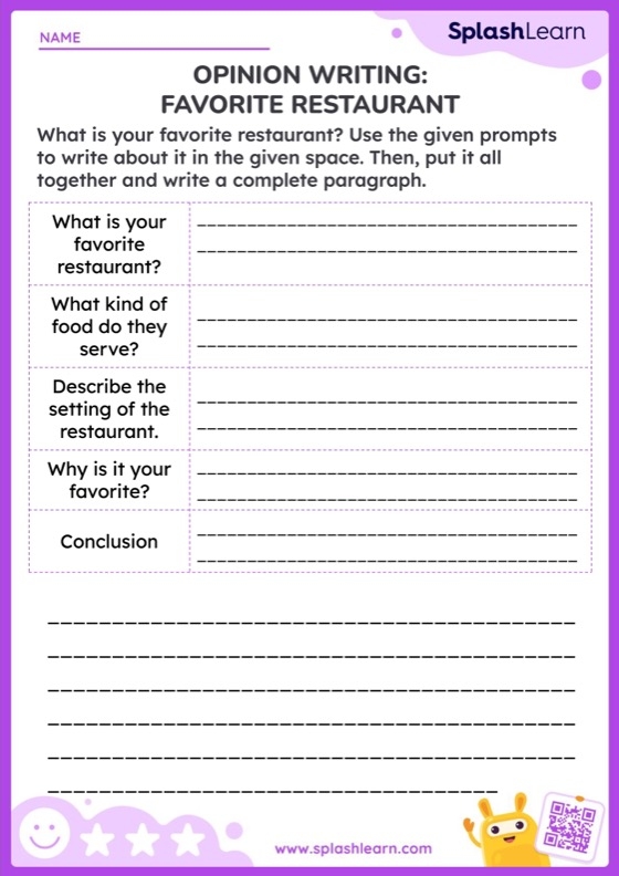 Data and Graphing worksheet for Third Grade Young students engaging with an Opinion Paragraphs worksheet featuring three writing prompts. Third-grade writing exercise focused on developing opinion skills through relatable topics.