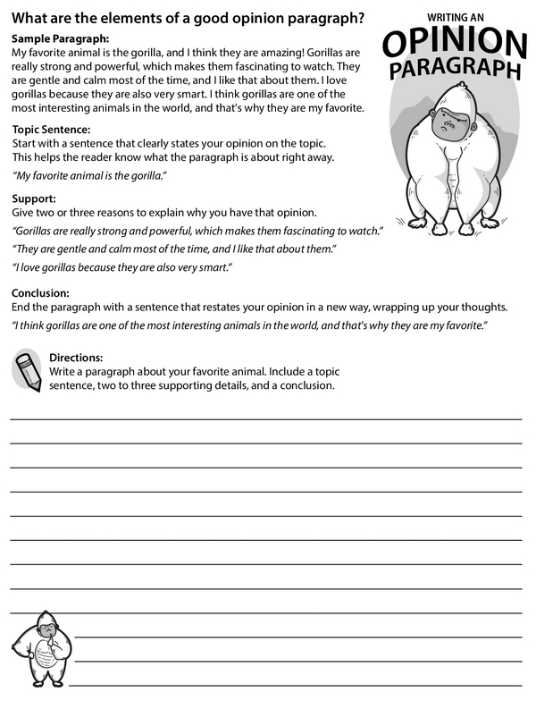 Worksheet for developing opinion writing skills in young writers, image number 22 Third grade students engaged in an opinion paragraphs worksheet featuring relatable prompts