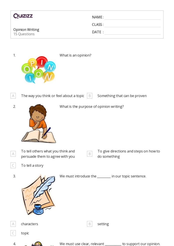 Third Grade Opinion Writing Check-In worksheet for evaluating student responses