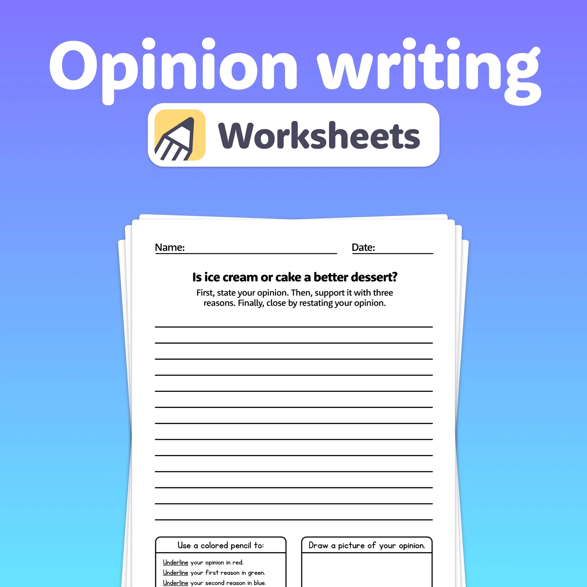 Third Grade Opinion Writing Check-In worksheet for assessing student responses