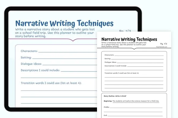 Third grade worksheet helping students practice starting new paragraphs in narratives