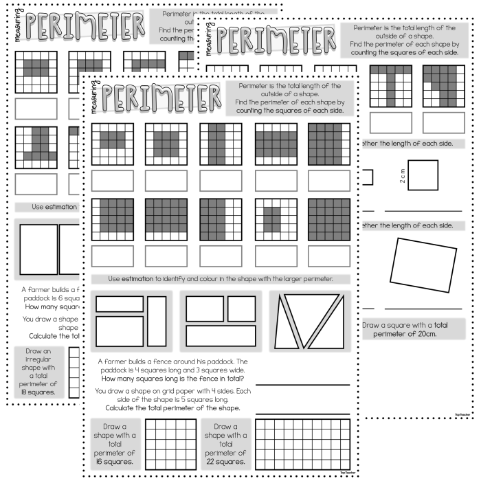 Let's Go Around! worksheet image for teaching geometry skills in third grade Third grade worksheet for exploring perimeter concepts with engaging activities