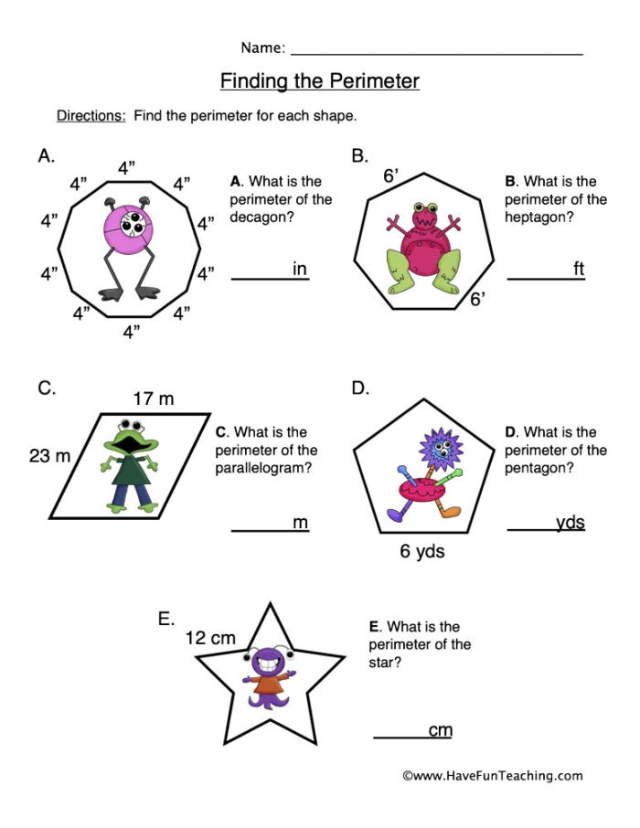 Let's Go Around! Exploring Perimeter worksheet for engaging math learning Worksheet for third graders to explore perimeter concepts in geometry