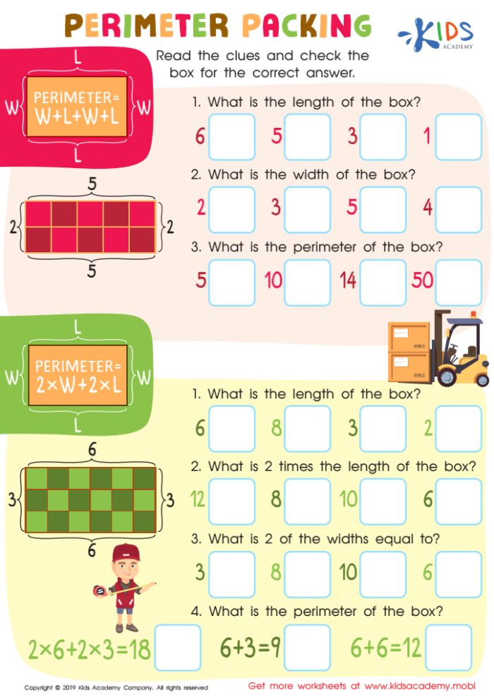Let's Go Around! Exploring Perimeter worksheet for geometry practice Third-grade student measuring the perimeter of shapes on a worksheet