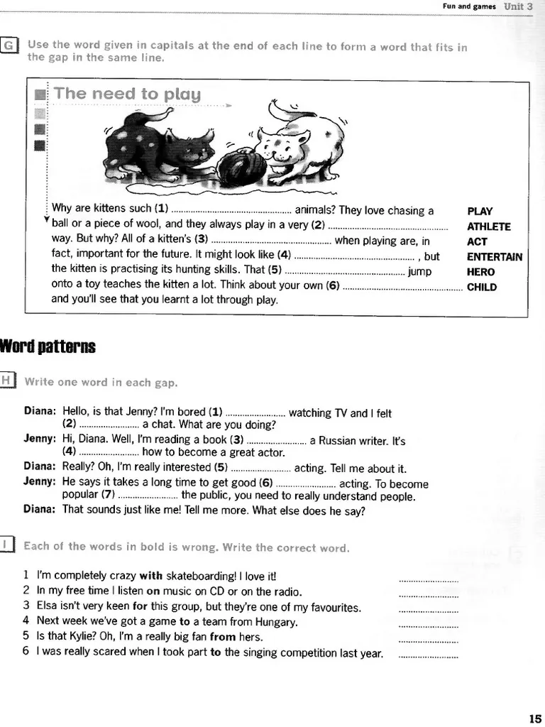 Word Patterns in Sentences Level 1 worksheet for third grade phonics practice Third Grade student completing a Word Patterns in Sentences Level 1 phonics worksheet
