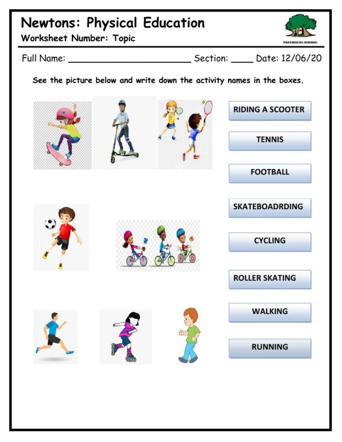Inspiring physical activity options for children to engage with in a fun and dynamic way Colorful Physical Education Choice Board worksheet featuring various activities like yoga, ball games, and dance for third graders