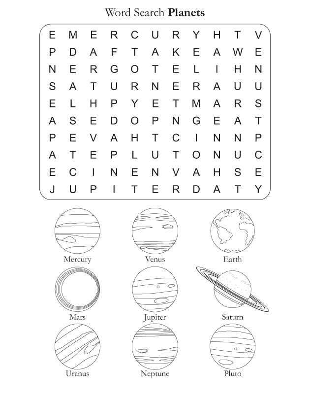 Worksheet page 13 featuring mixed-up letters of planet names for a fun science activity Third grade worksheet showing scrambled planet names to help kids practice spelling and counting