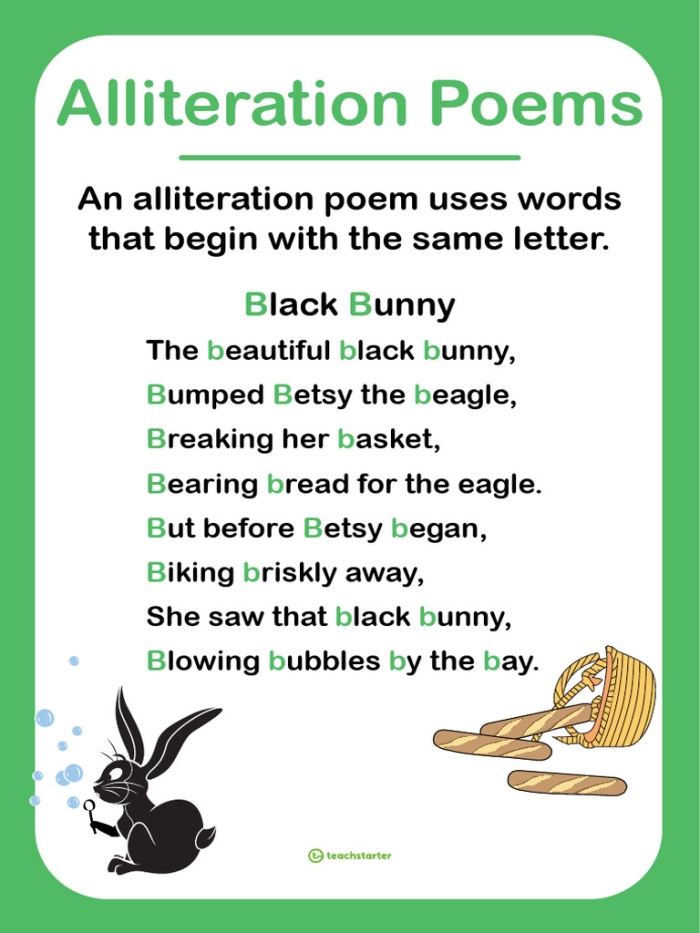 Worksheet for exploring repeated sounds in spring poems with alliteration focus Third grade students identifying alliteration in the poem Casey at the Bat on a worksheet
