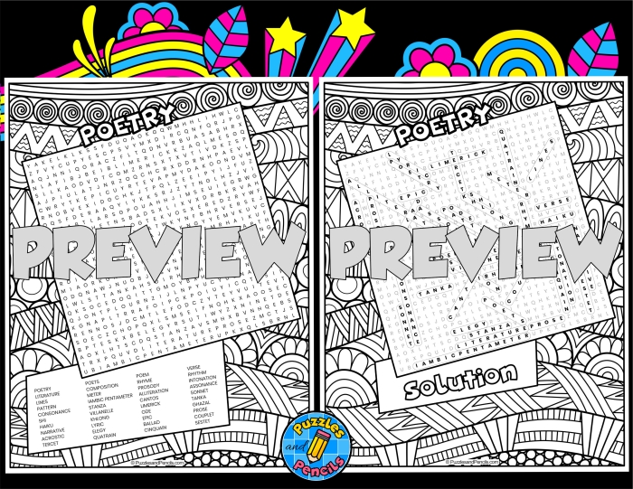 Interactive worksheet to discover and learn about different types of poetry Poetry Word Search worksheet for third graders featuring various poetry forms