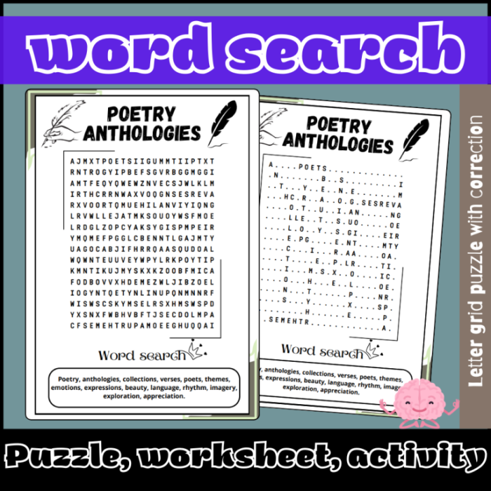 Fun and educational poetry word search activity for learning about different types of poetry Poetry word search worksheet designed for third graders to explore various poetry forms