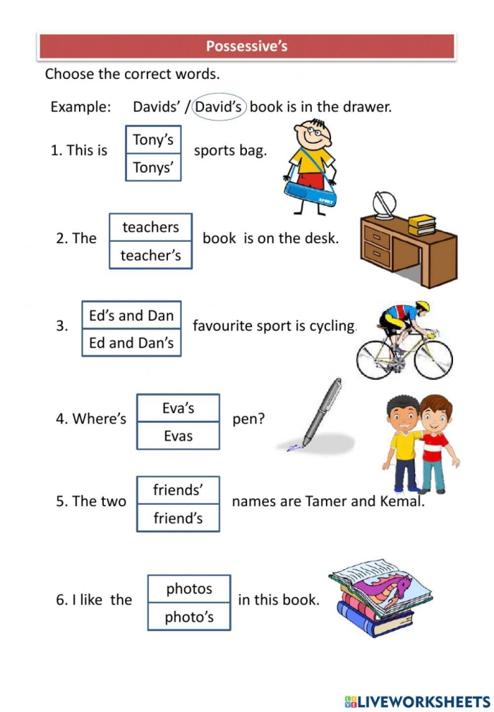 It’s Grammar Time: Possessive Nouns Worksheet Image 13 Third grade worksheet for practicing possessive nouns in writing