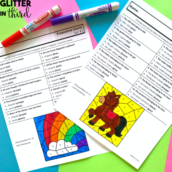 It’s Grammar Time: Practice forming singular and plural possessive nouns Worksheet featuring exercises on possessive nouns for third graders