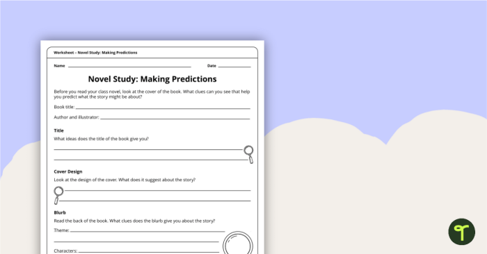 Third grade students working on a making predictions with text evidence worksheet