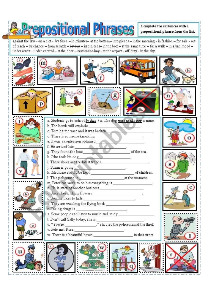 Worksheet featuring prepositional phrases to enhance sentence detail for third graders