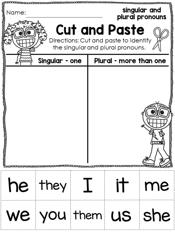 Third grade pronoun quiz worksheet with fill-in-the-blank exercises for kids