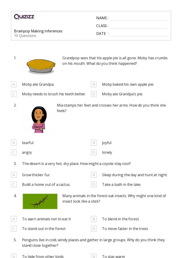 Worksheet for third graders focusing on making inferences using text clues and background knowledge. Making Inferences: Where Are They? worksheet for students to practice reading skills.