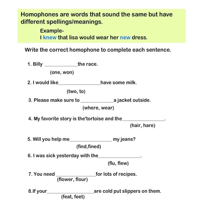 Worksheet featuring the Same Sound, Different Spelling exercise for third graders