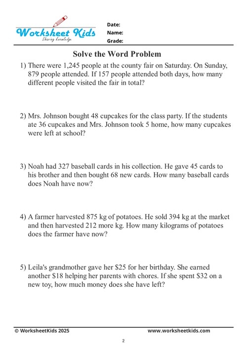Colorful sea creatures math worksheet for practicing multi-step word problems in third grade Underwater scene with sea creatures and multi-step addition and subtraction word problems for third grade
