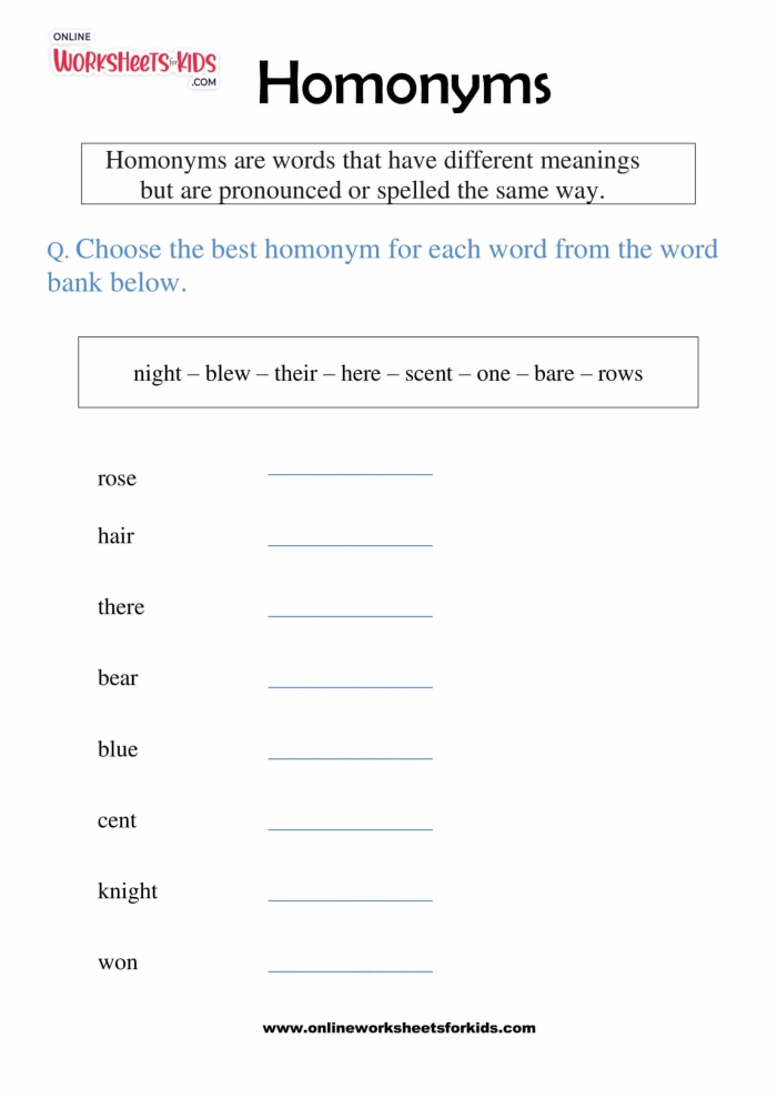 Third grade students engaging with a Seasonal Homonyms worksheet activity