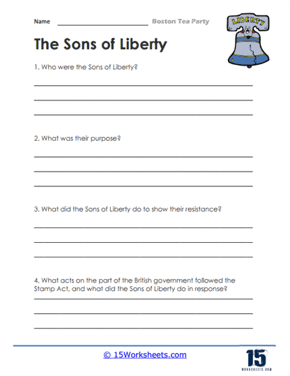 Third grade phonics worksheet focused on the sequence of events during the Boston Tea Party